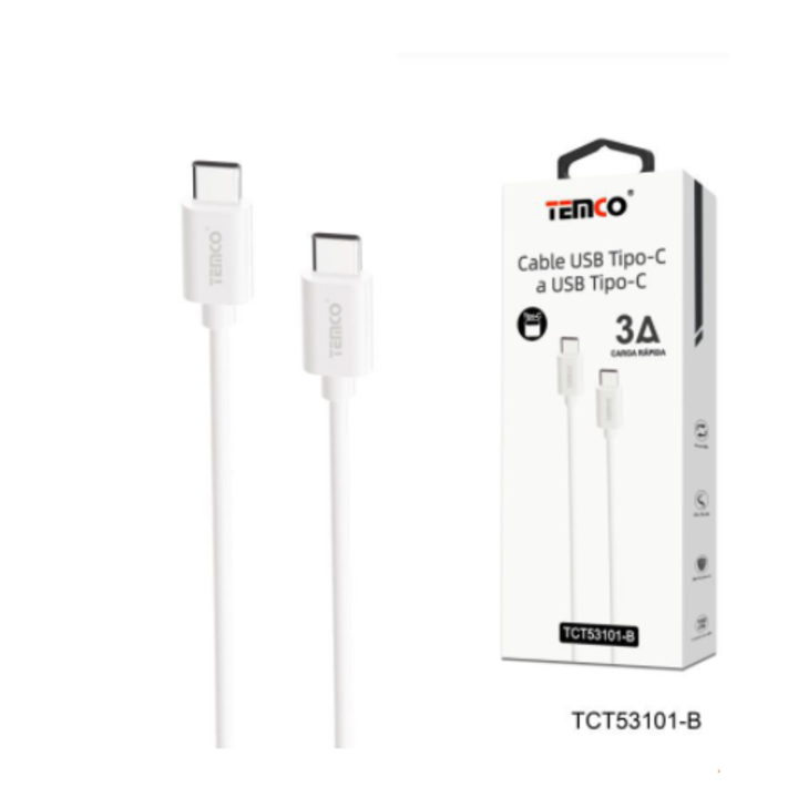 Cable Tipo C a Tipo C PD60W 3A 1m Blanco