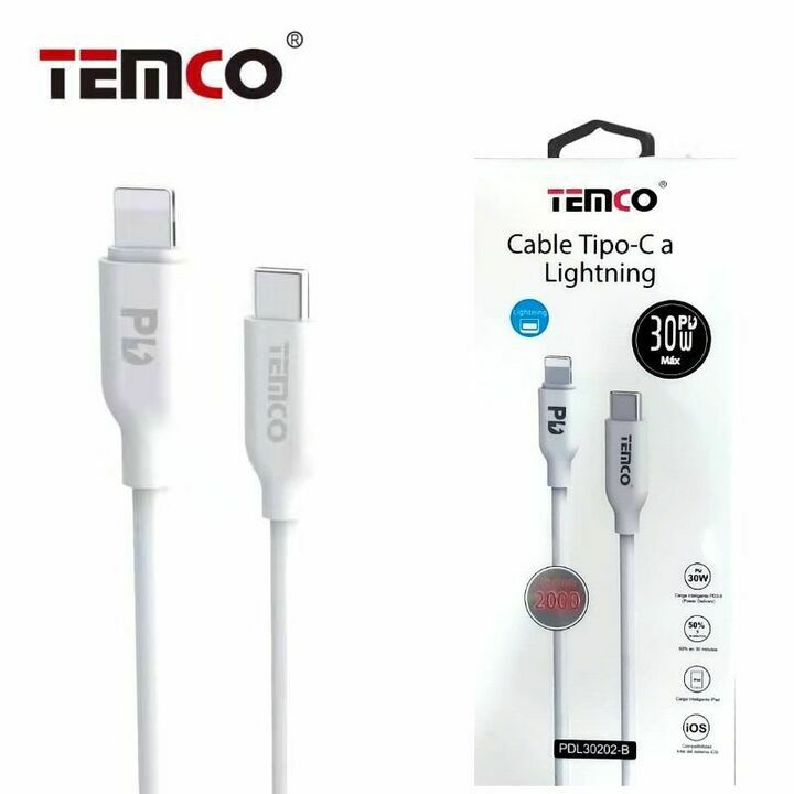 Cable 2M Tipo C a Lightning PD30W Blanco