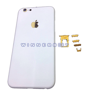 Tapa trasera iPhone 6 blanca con detalles dorados