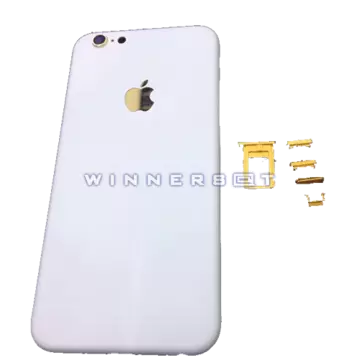 Tapa trasera iPhone 6S blanca con detalles dorados