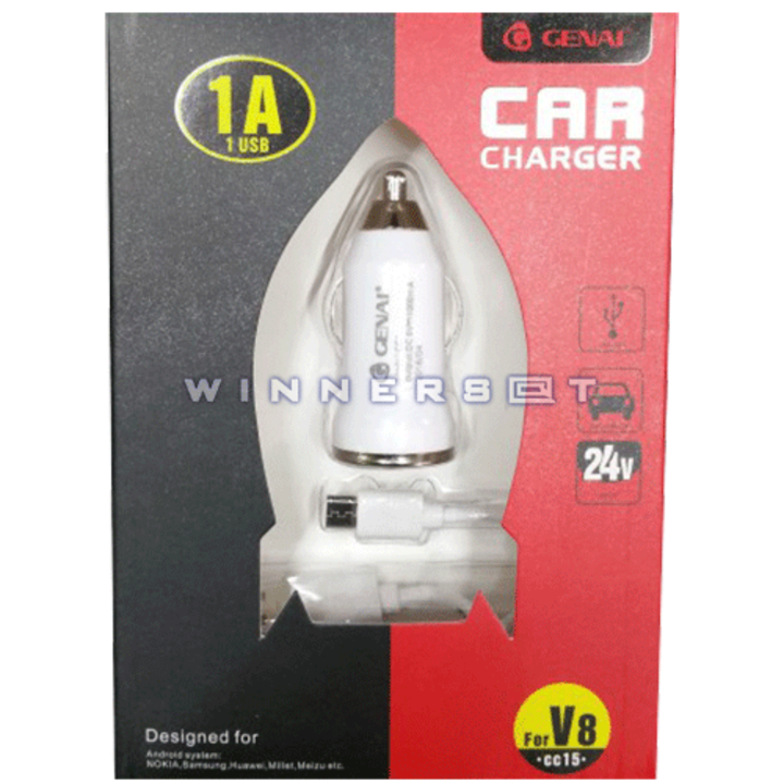 Cargador GENAI microUSB 5V 1A coche CC15