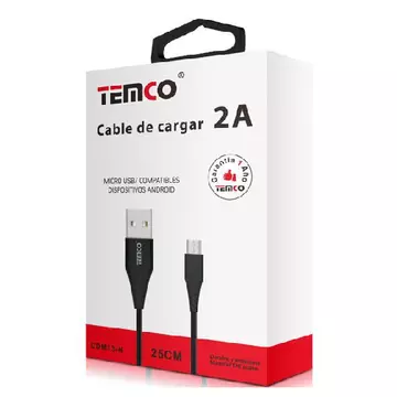 Cable Batería Externa 25cm Micro USB 5P Negro