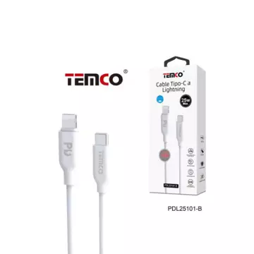 Cable Tipo -C a Lightning Temco   25w 1m