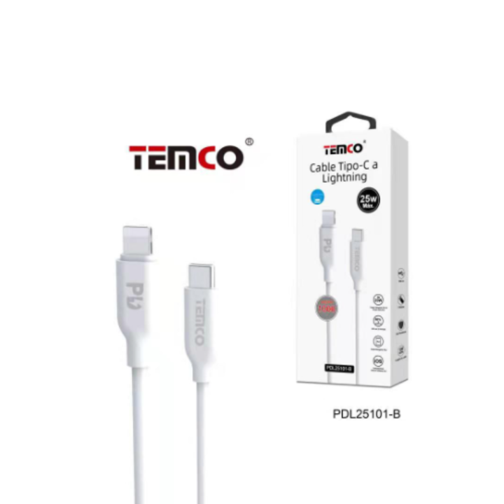 Cable Tipo -C a Lightning Temco 25w 1m