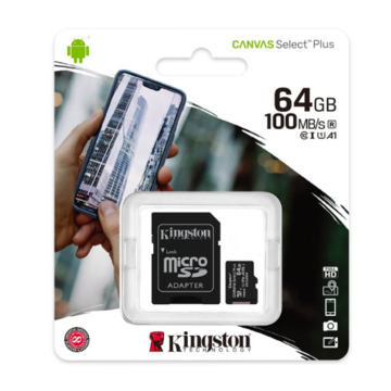 Kingston Canvas Plus MicroSDXC UHS-I 64GB Clase 10