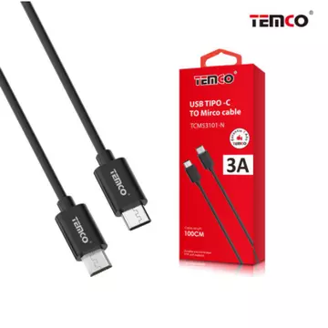 Cable TPE 5V 3A 1M Type-C to Micro USB Negro