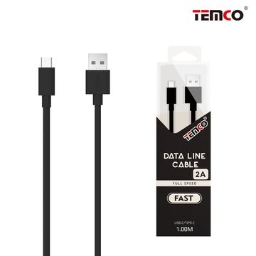CABLE USB TIPO C 5V 2A TEMCO 1M NEGRO