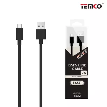 CABLE USB TIPO C 5V 2A TEMCO 1M NEGRO