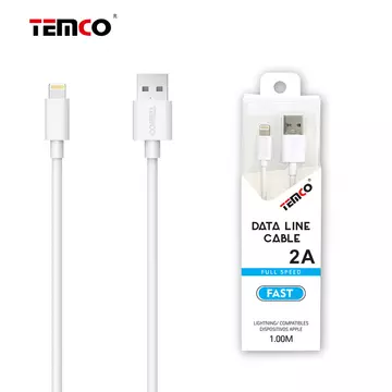 CABLE USB APPLE 5V 2A TEMCO 1M BLANCO