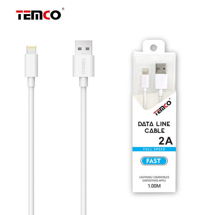 CABLE USB APPLE 5V 2A TEMCO 1M BLANCO