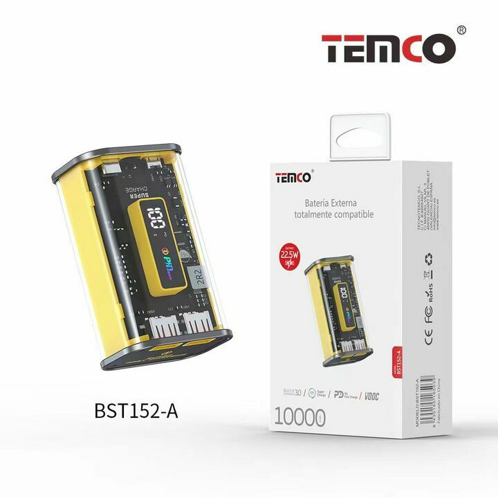 Batería Externa10000mAh PD 20W + QC 22.5W Amarillo