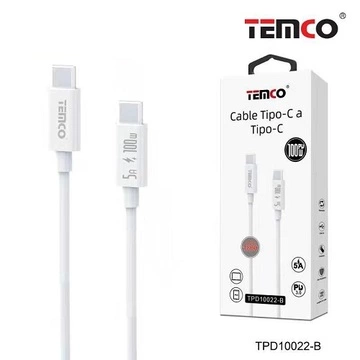 Cable 5A 1.8m Tipo C a Tipo C PD100W Blanco