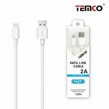 CABLE USB LIGHTNING 2A TEMCO 1M