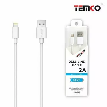 CABLE USB LIGHTNING 2A TEMCO 1M