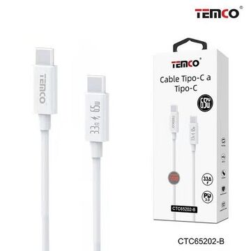 Cable 3,3A 2m Tipo C a Tipo C PD65W Blanco