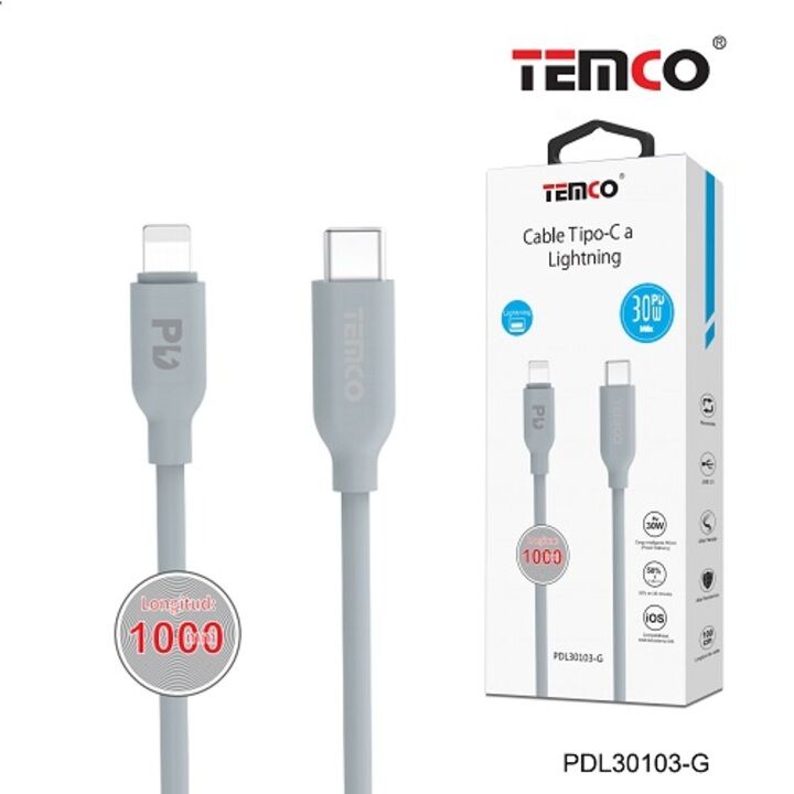 Cable 3A 1m Tipo C a Lightning PD30W Blanco