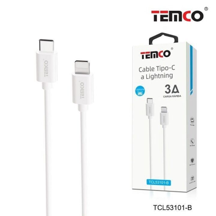 Cable TPE 3A 1m Tipo C a Lightning Blanco
