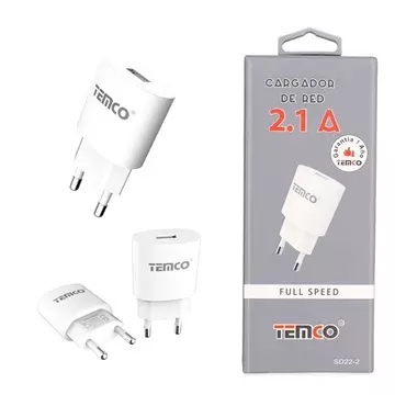 CARGADOR DERED TEMCO 2.1A BLANCO (SD22-2N)
